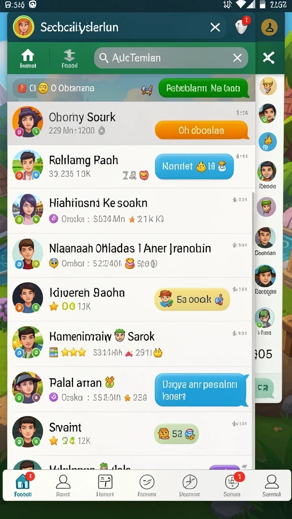 Lingkungan permainan yang rimbun dan beragam.