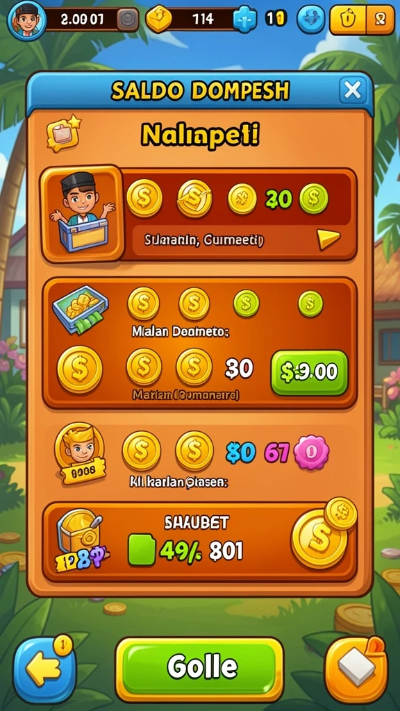 Menu permainan yang beragam dan mudah diakses.