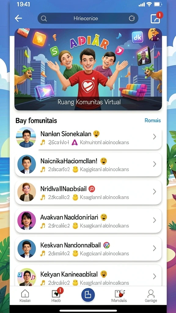 Screenshot komunitas aktif di dalam aplikasi.